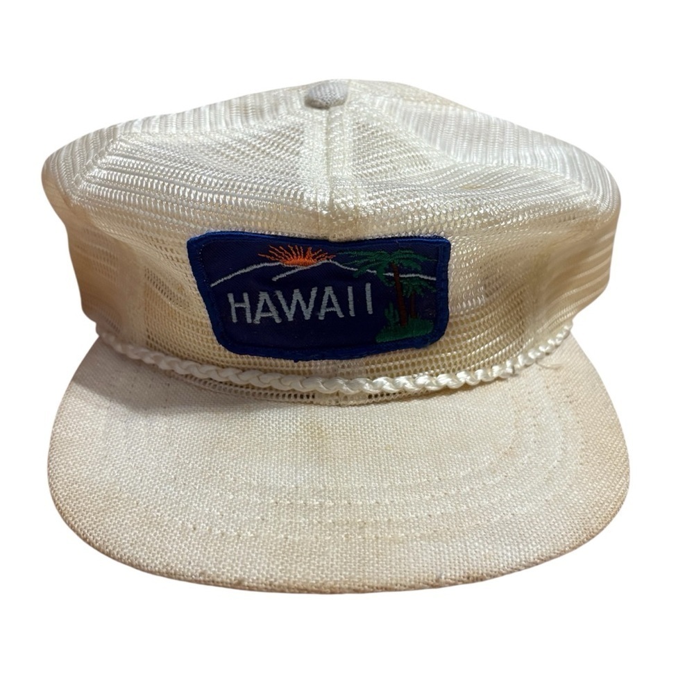 Vintage Hawaii Mesh Hat Patch SnapBack White Rope Trucker